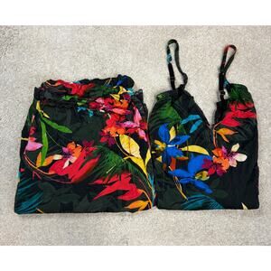 Cacique Micro Cami PJ Set Tank Top Pants Island Floral Print Size 18/20